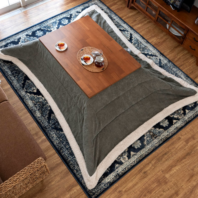 コーデュロイとボアが見事にマッチした長方形こたつ布団