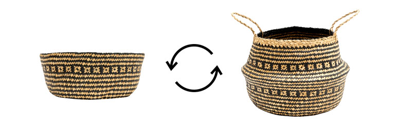 1つで2スタイル楽しめる大きめバスケット