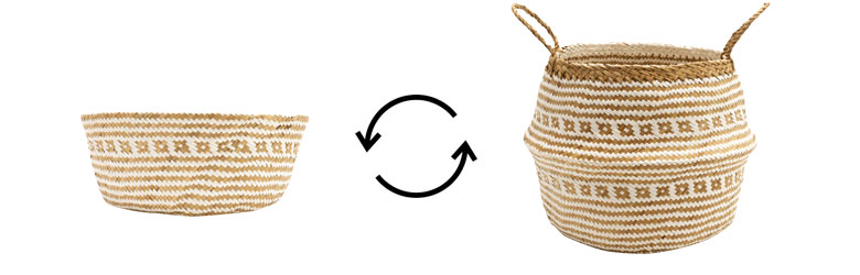 1つで2スタイル楽しめる大きめバスケット