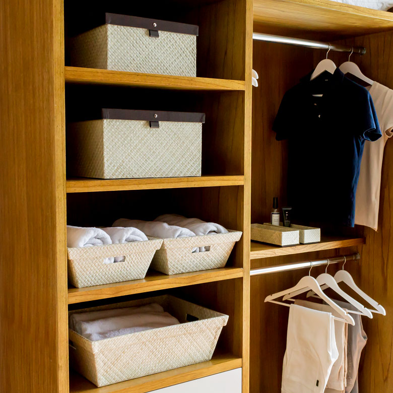 他の当店パンダン製バスケットと組み合わせた、コーディネート例。