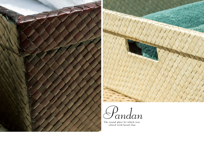 一見レザーのように見えるのが特徴の、バリ島の素材パンダン。