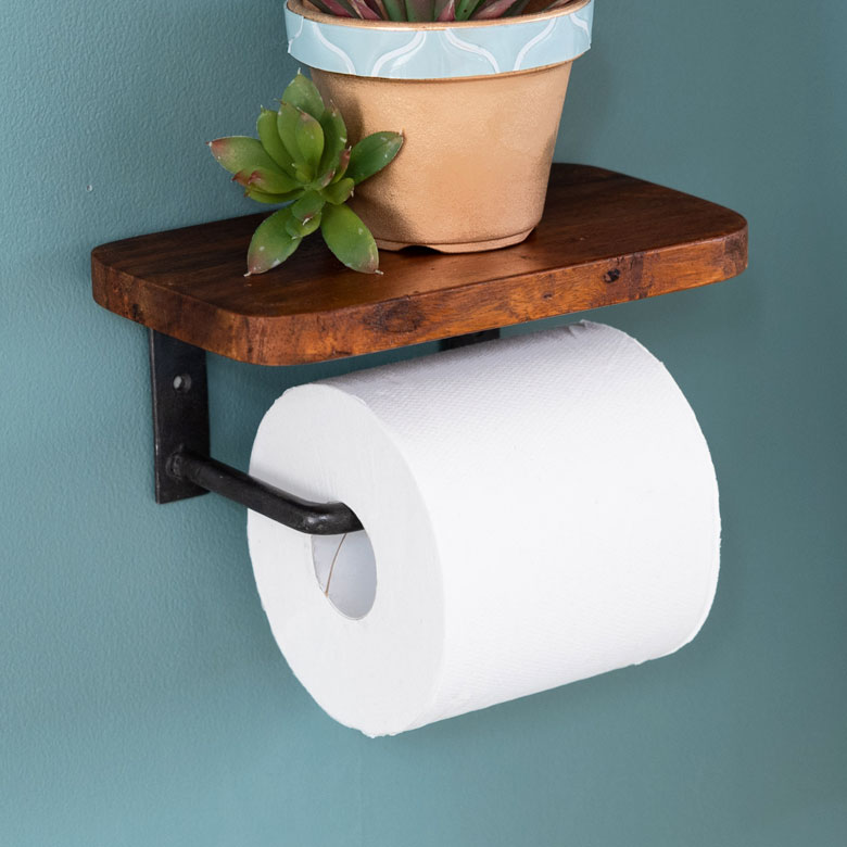 ウッドボード付トイレットペーパーホルダー S