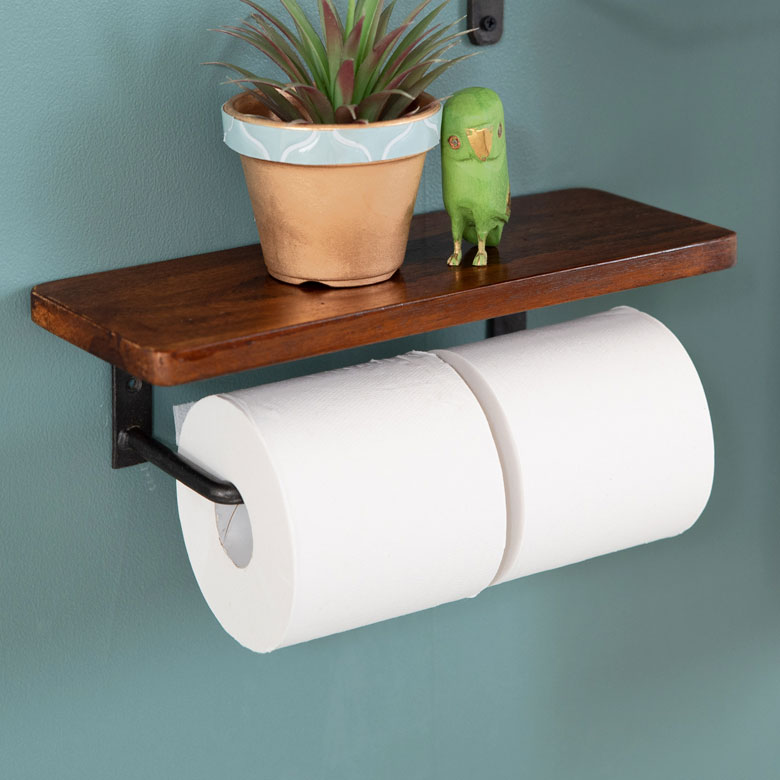 ウッドボード付トイレットペーパーホルダー L