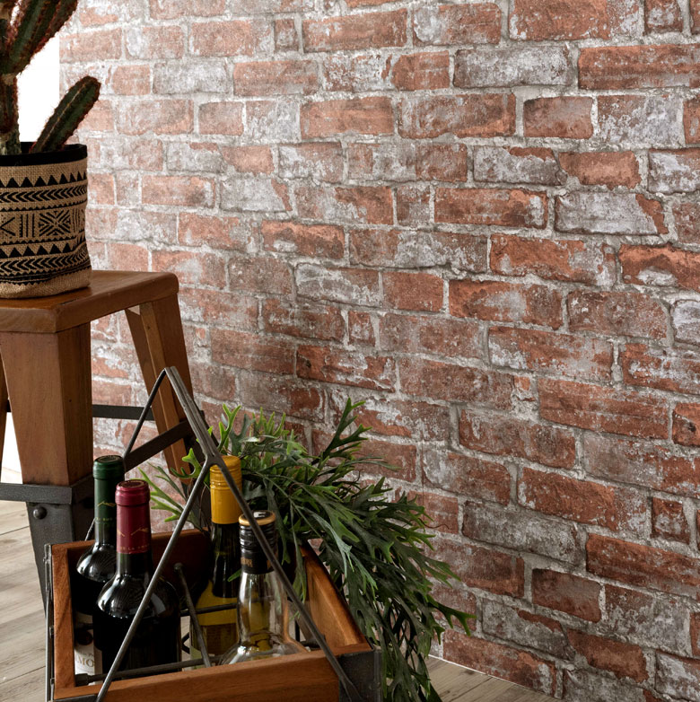 フリース壁紙 レンガ柄 ブリック レッド 赤レンガ