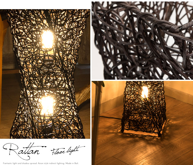 自然素材の間からこぼれる光が美しい、アジアンランプ。