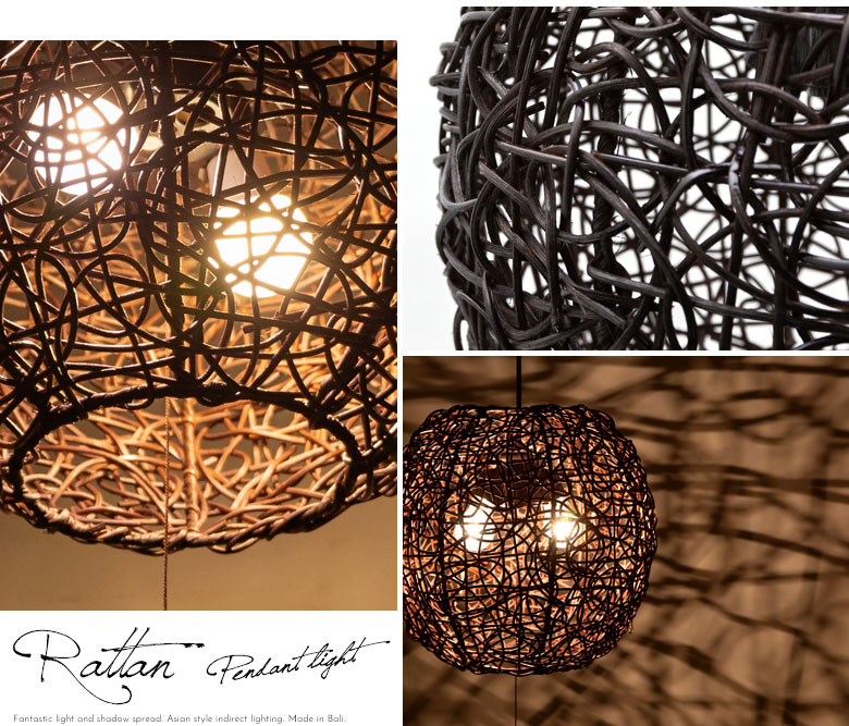 自然素材の間からこぼれる光が美しい、アジアンランプ。