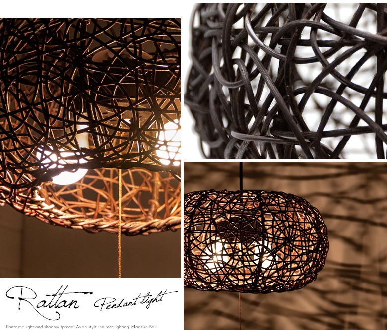 自然素材の間からこぼれる光が美しい、アジアンランプ。