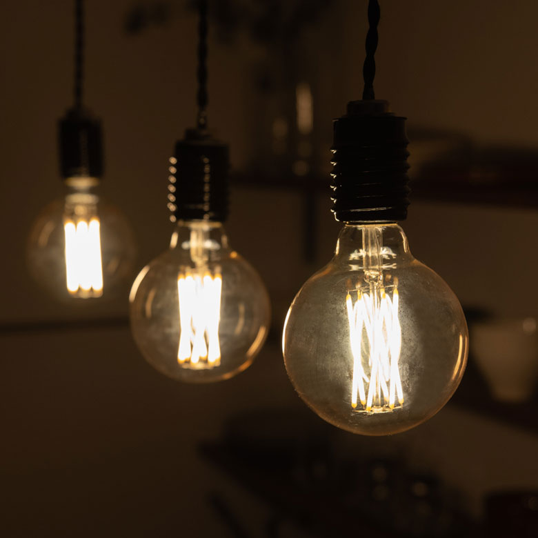 フィラメントが美しいエジソン裸電球。