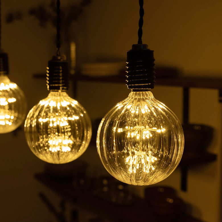 フィラメントが美しいエジソン裸電球。