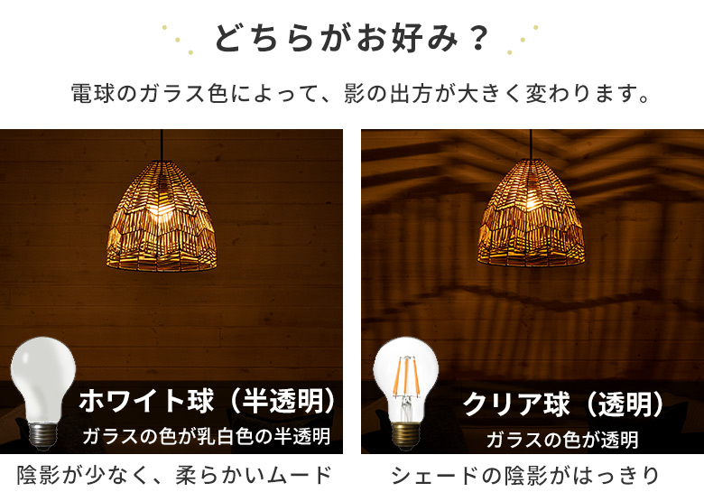 電球のガラス色で変わる陰影の違い