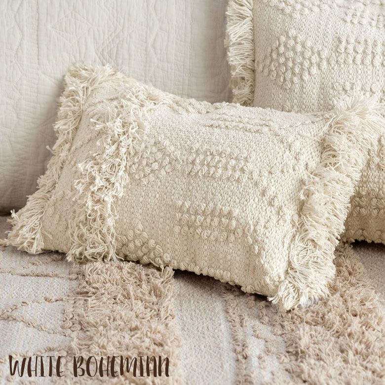 インドコットン100%のボヘミアン柄クッションカバー