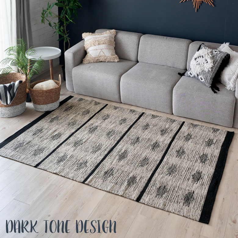 インドコットン100%のボヘミアン柄ラグ