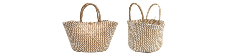 お出かけバッグ、収納カゴどっちでもOK。天然素材シーグラスのハンドバッグ
