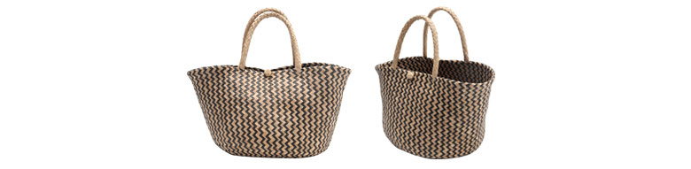 お出かけバッグ、収納カゴどっちでもOK。天然素材シーグラスのハンドバッグ