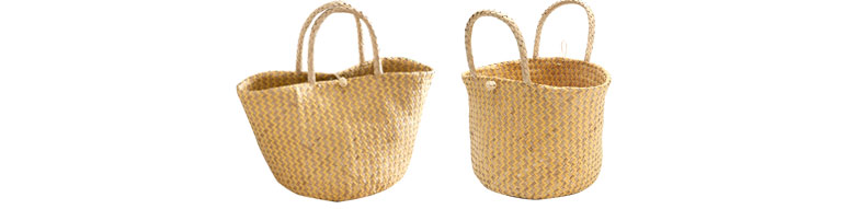 お出かけバッグ、収納カゴどっちでもOK。天然素材シーグラスのハンドバッグ