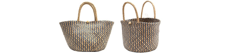 お出かけバッグ、収納カゴどっちでもOK。天然素材シーグラスのハンドバッグ