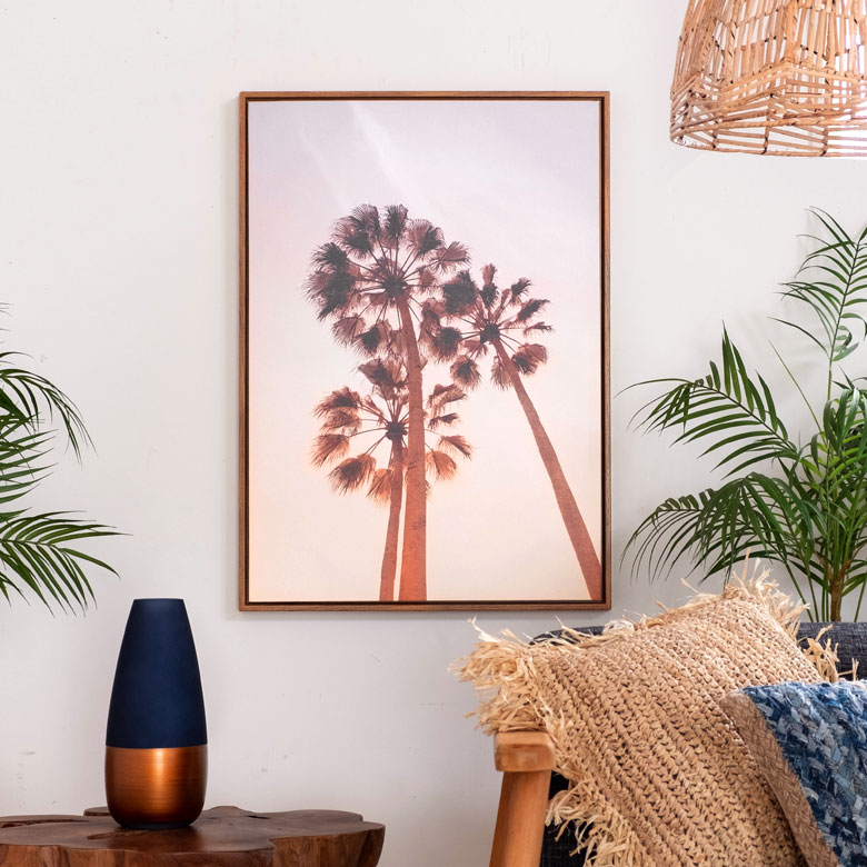 ヤシの木の壁掛けキャンバスアート。