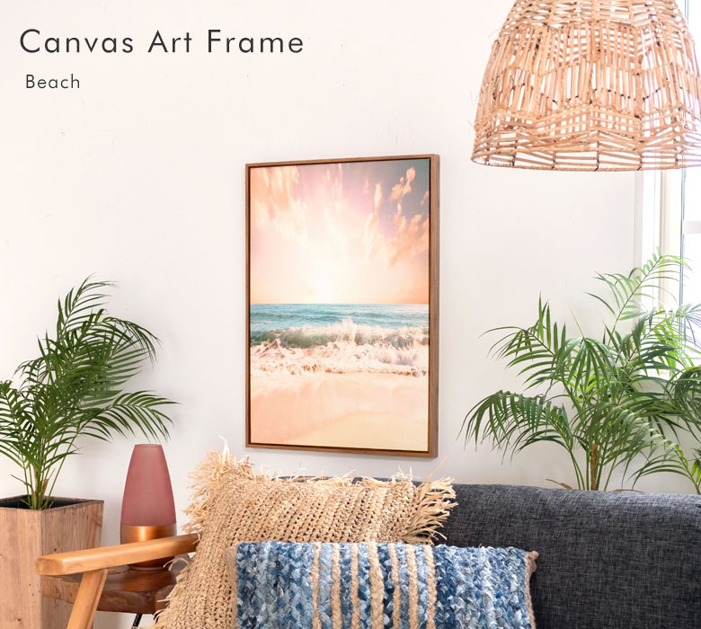 夕焼けビーチの写真アート。