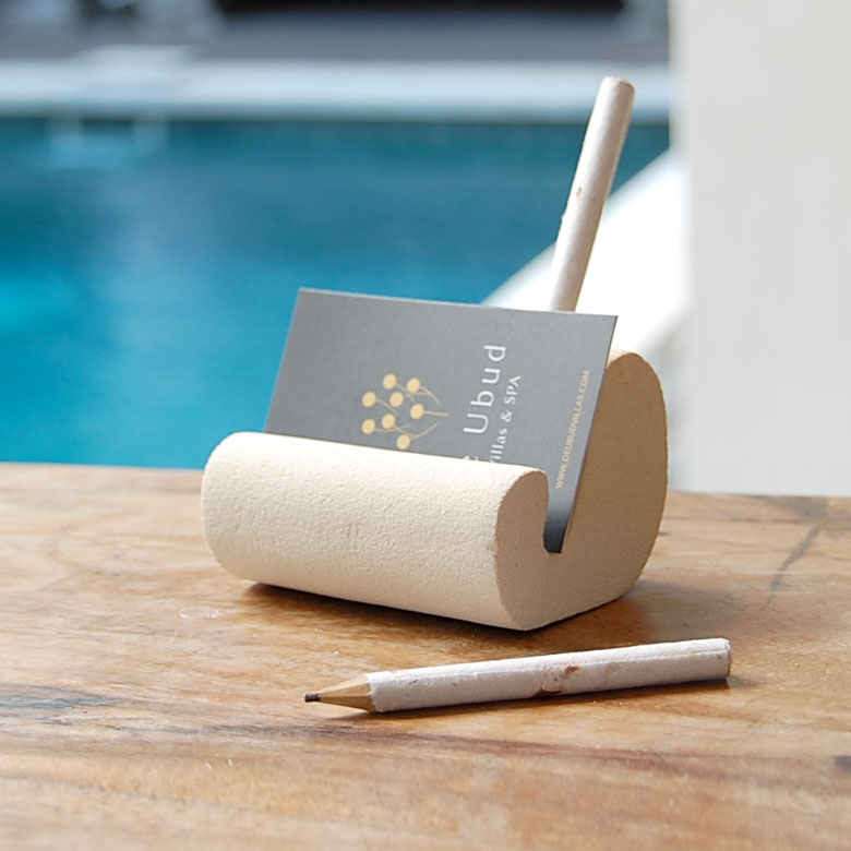 パラス石で出来たペン立て付きカードスタンド  アジアン