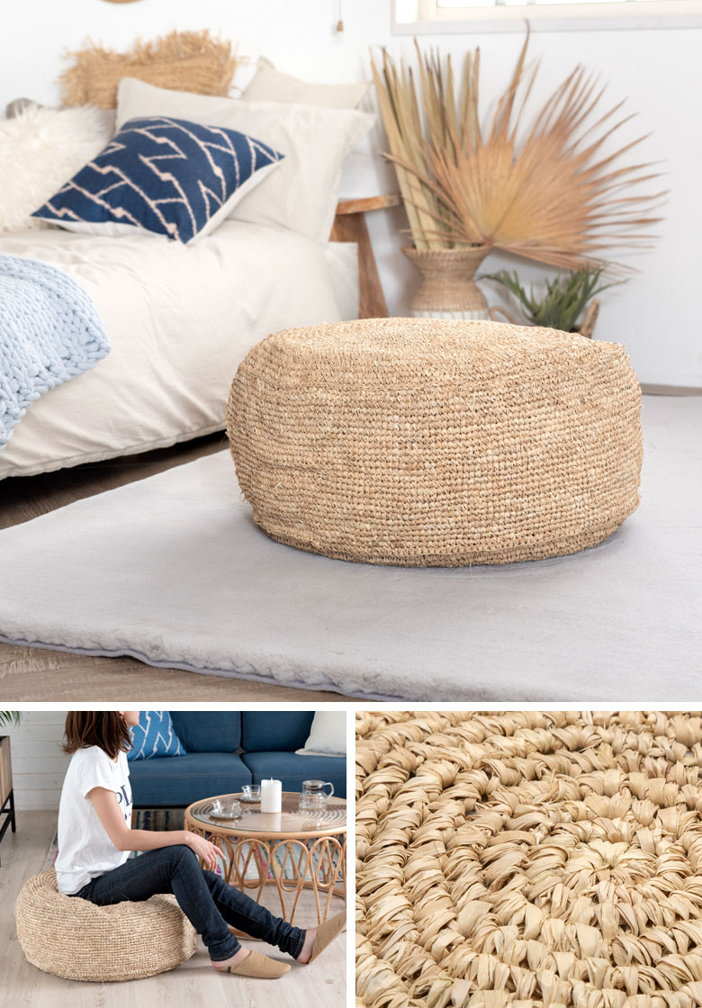 南国ムード満点！ラフィアのフロアクッション