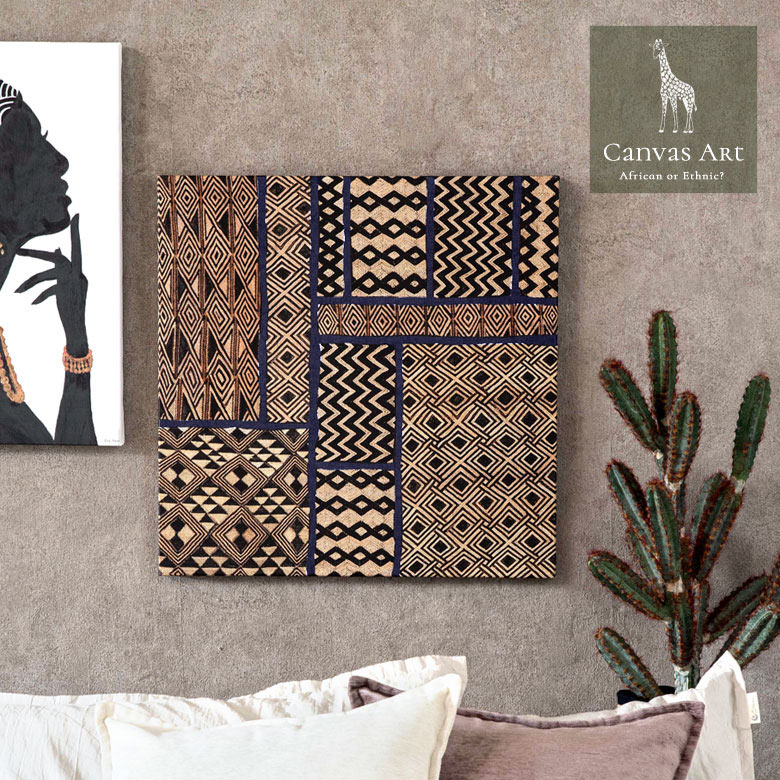 アフリカ幾何学模様壁掛けキャンバスアート。