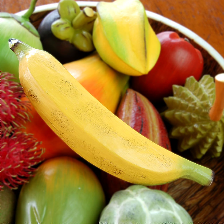 木彫りのアジアンフルーツオブジェ[バナナ]