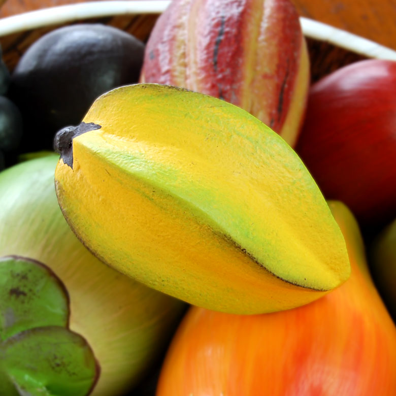 木彫りのアジアンフルーツオブジェ[スターフルーツ]