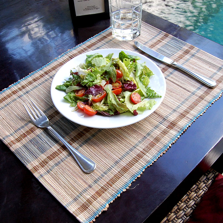 ウォーターヒヤシンスのボーダー柄ランチョンマット[ブルー]