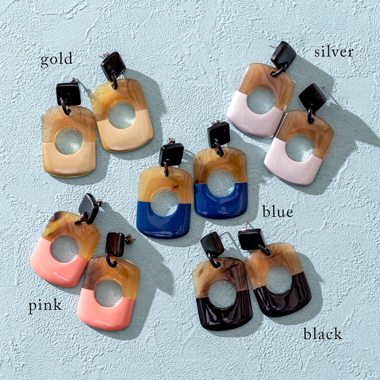 キャトルホーン 牛の角 キャトルホーンのバイカラーピアス。選べる5カラー