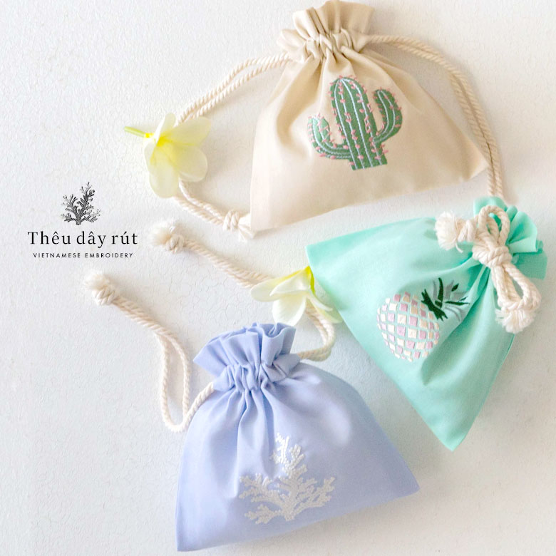 ベトナム刺繍 オリジナル巾着袋 Sサイズ