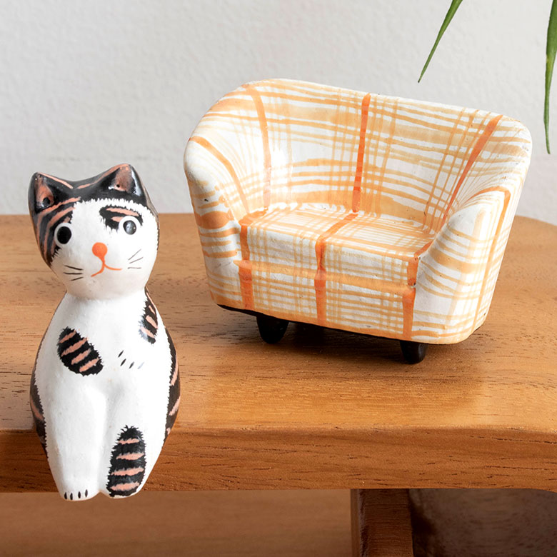 動物オブジェと組み合わせて