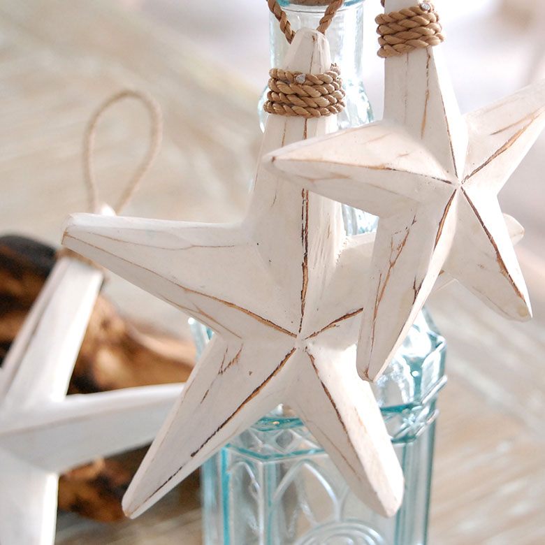 ホワイトウォッシュのヒトデオーナメント[ Mサイズ ]