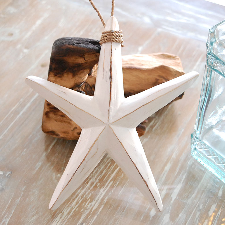 ホワイトウォッシュのヒトデオーナメント[ Lサイズ ]