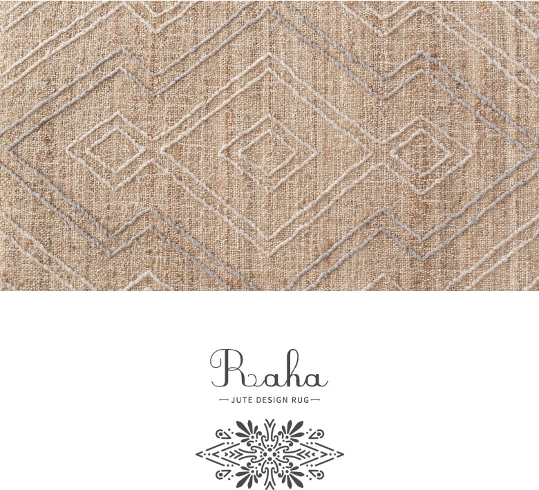 幾何学模様のラグ。