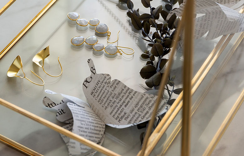 ガラスと真鍮のジュエリーボックス