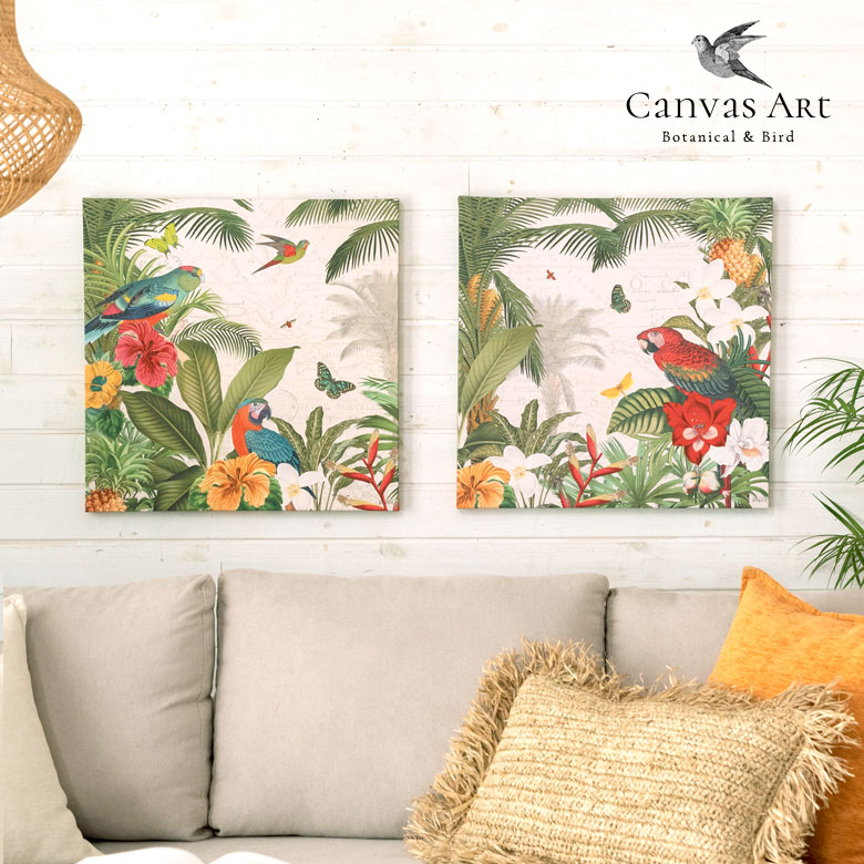 リゾート感あふれるボタニカルの壁掛けキャンバスアート