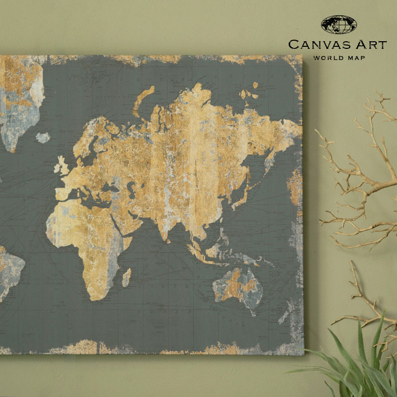世界地図の壁掛けキャンバスアート