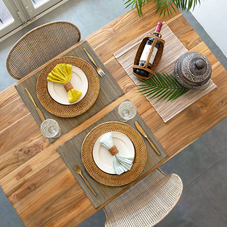 ウォーターヒヤシンスでできたアジアンランチョンマット[グレー]