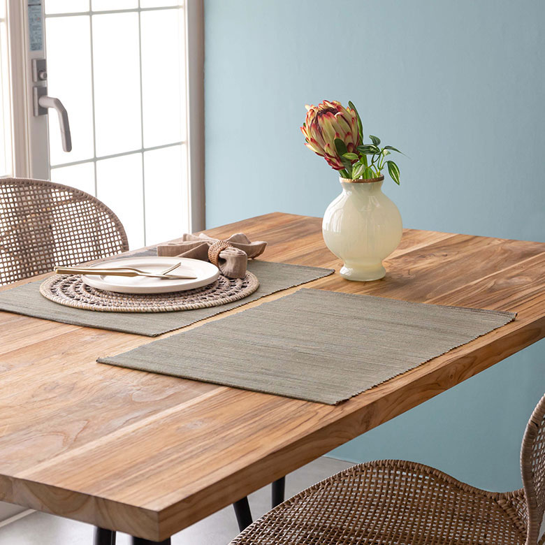 ウォーターヒヤシンスでできたアジアンランチョンマット[グレー]