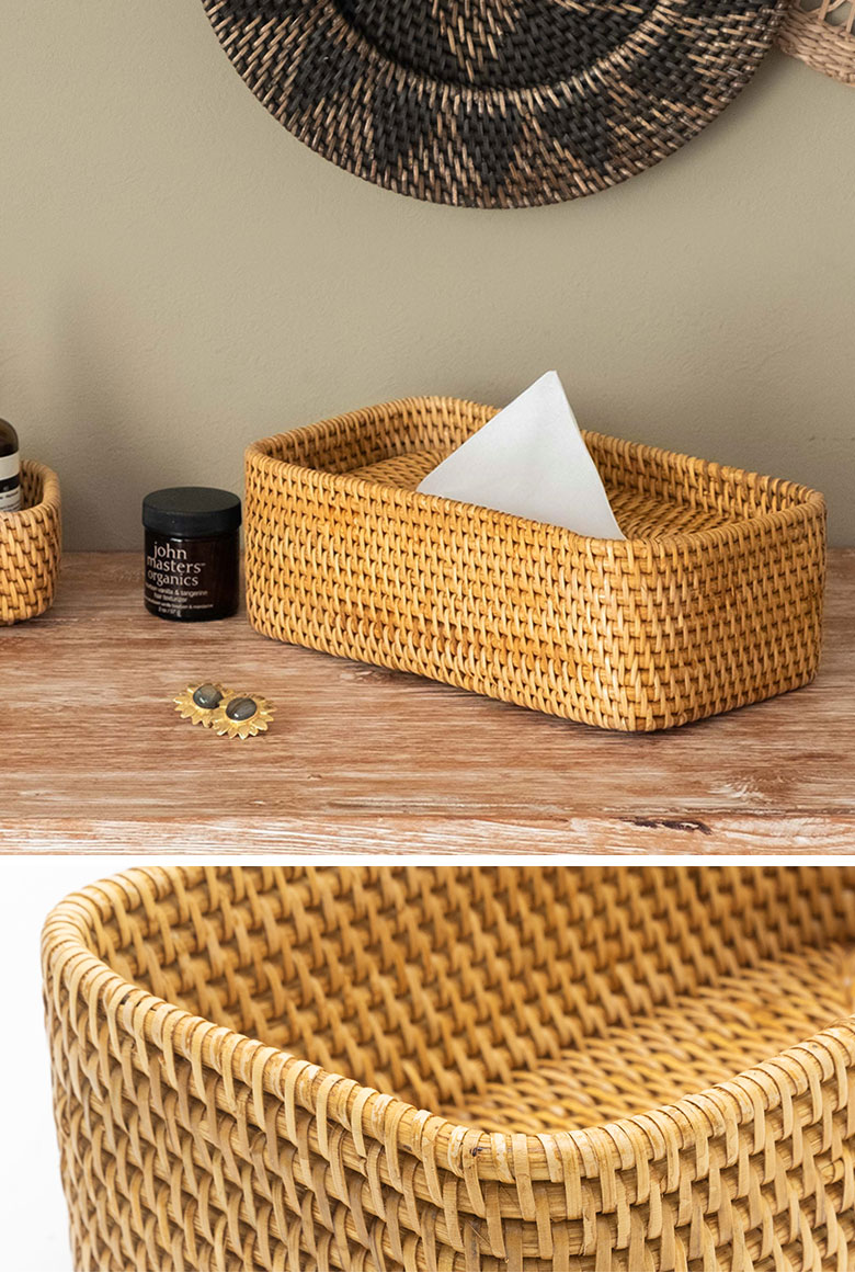 ラタンのティッシュケース