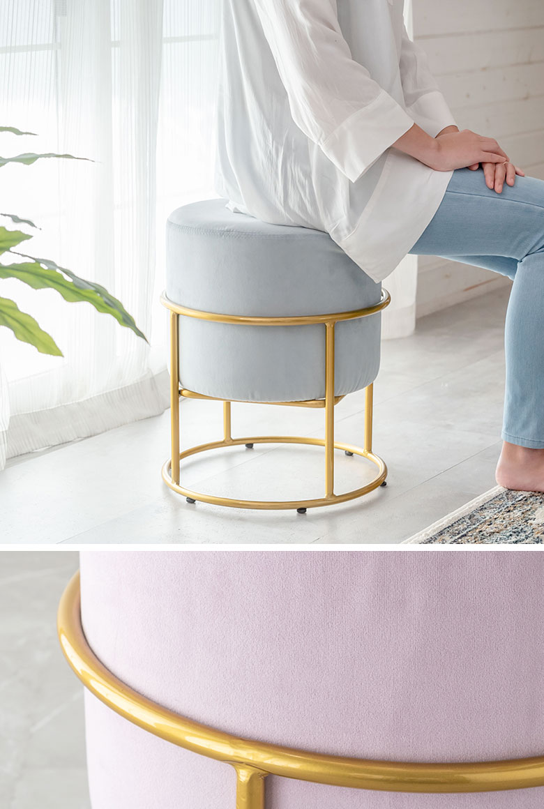 ベルベット調スツール