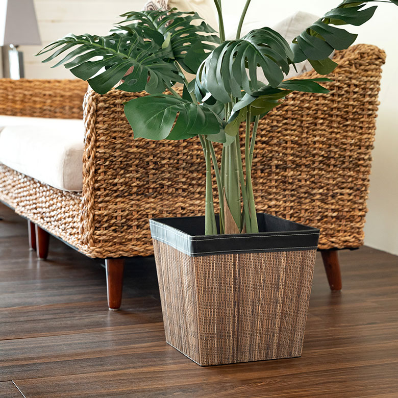 パームリディで編まれたダストボックス[ スクエアタイプ / Lサイズ ]