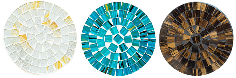モザイクガラスタイルのコースター[ラウンド]