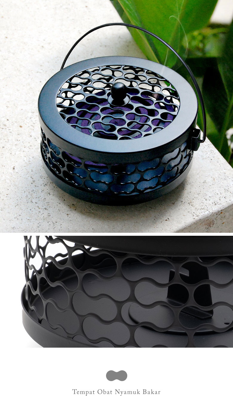 ひょうたん模様のスチール製蚊取り線香入れ