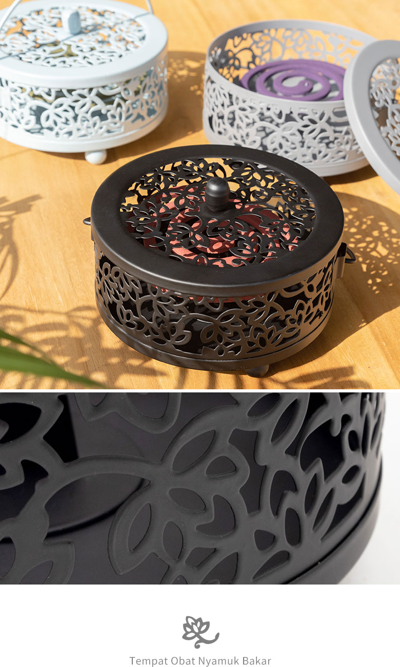 ロータス柄のスチール製 蚊取り線香入れ 蚊取り線香スタンド 蚊取り線香ホルダー 蚊やり