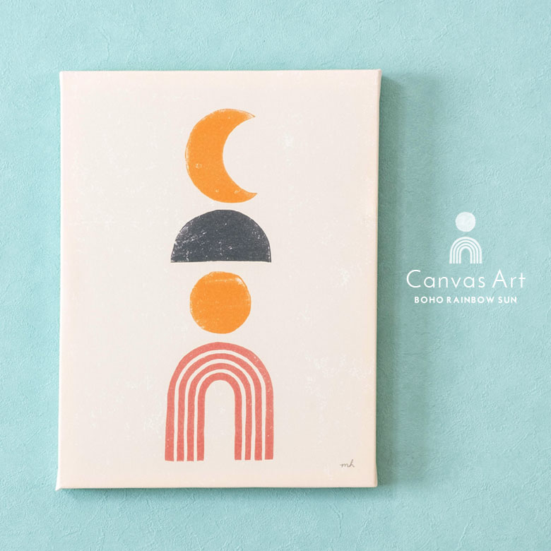  虹と月と太陽。壁掛けキャンバスアート