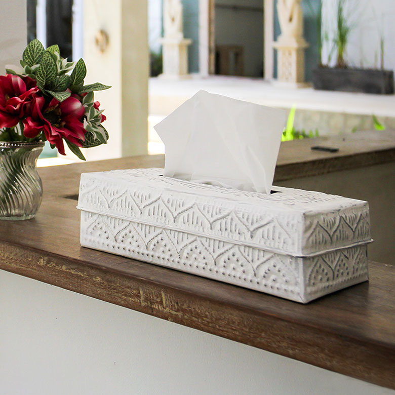 アルミ製ティッシュケース[ ホワイト ]