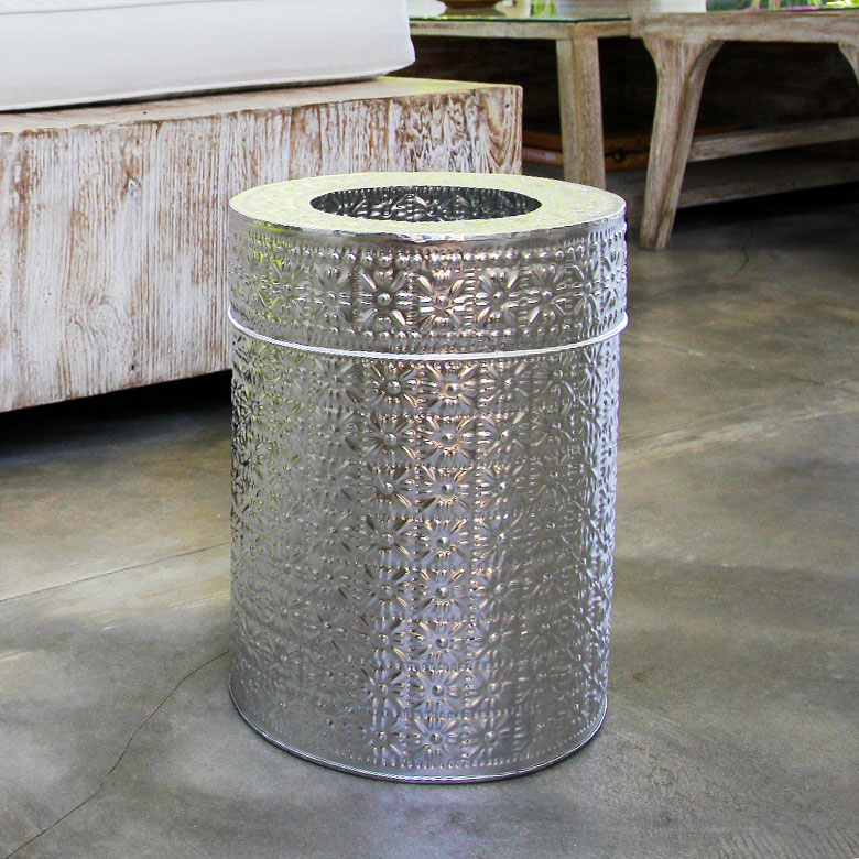 アルミ製ダストボックス[ ラウンド型/シルバー ]