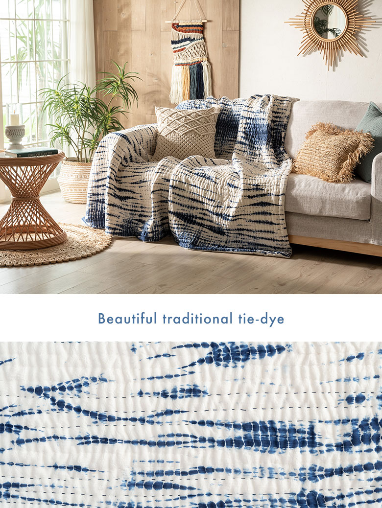 マルチカバー。タイダイ。インディゴブルー。