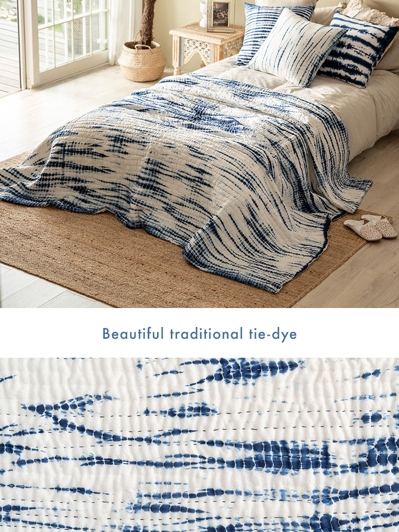 マルチカバー。タイダイ。インディゴブルー。
